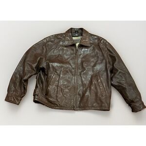 Vintage Couture J Park Heavy Lamb Leather Bomber Jacket L Indiana Jones Top Gun